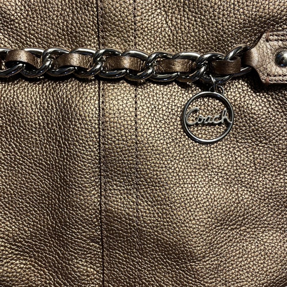 Coach Brown Shoulder Bag with Chain Detail